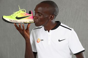 Eliud Kipchoge with his Rio 2016 marathon shoe