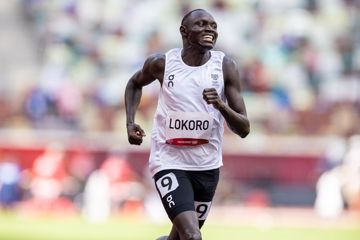 Paulo Lokoro of the Athlete Refugee Team in action in Tokyo