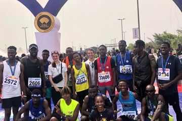 Running for Clean Air ambassadors with the World Athletics team after the Lagos City Marathon 2024.