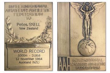 Peter Snell's 1000m world record plaque